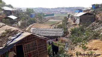 A view of the makeshift huts in the camp of Kutupalong.