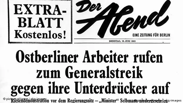 Bildergalerie Deutschland Geschichte DDR Aufstand 17. Juni Berlin Zeitung