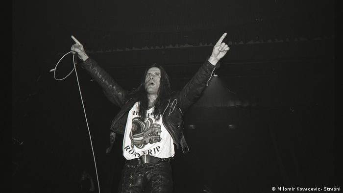 Bruce Dickinson of Iron Maiden on stage in Sarajevo in 1994