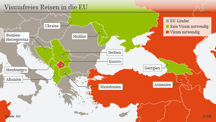 Infografik Visumfreies Reisen in die EU DEU