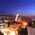Surface-to-air missiles are seen over Syria's capital Damascus
