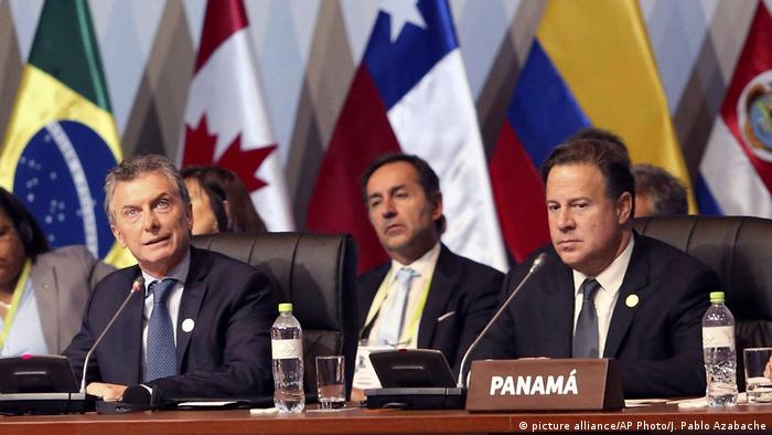 Argentina's President and Panama's president at the Summit of the Americas