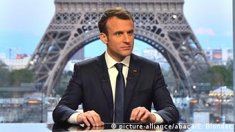 Frankreich Präsident Emmanuel Macron - Interview für RMC-BFMTV - Paris