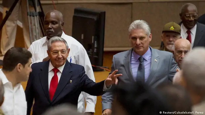 Cuba's President Raul Castro and First Vice-President Miguel Diaz-Canel arrive for a session of the National Assembly in Havana (Reuters/Cubadebate/I. Perez)