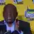 Cyril Ramaphosa gestures during a media address in April 2018