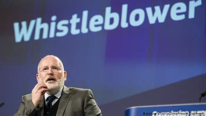 Frans Timmermans, an EU official for regulation, speaks at a press conference