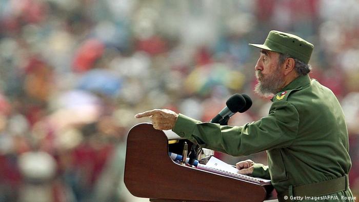 Fidel Castro speaking to the masses on May 1, 2005