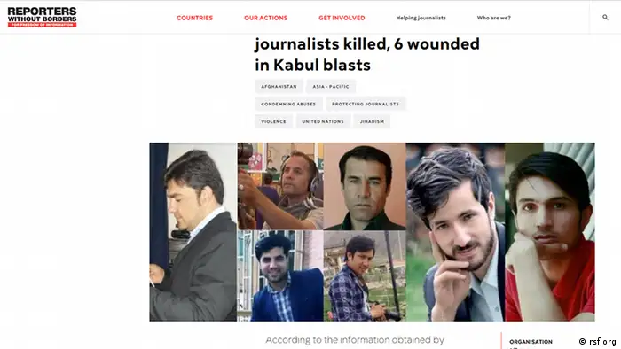 Screenshot Reporter ohne Grenzen in Afghanistan getötete Journalisten (rsf.org)