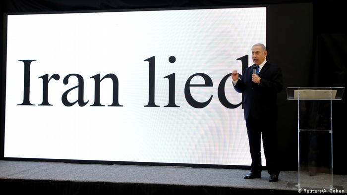 Benjamin Netanjahu mit seiner Präsentation Israel - Iran Sicherheit Verteidigung