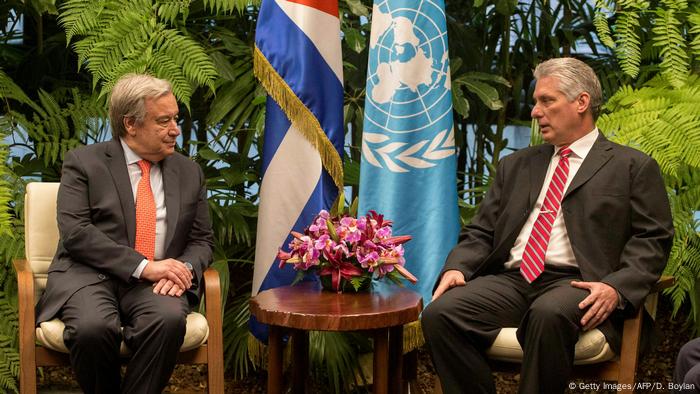Kuba UN Generalsekretär Antonio Guterres und Präsident Miguel Diaz-Canel (Getty Images/AFP/D. Boylan)