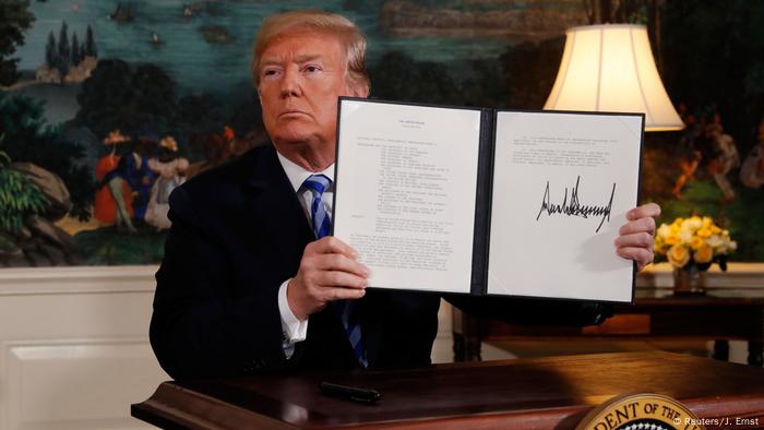 Trump Shows His Signature On Withdrawal From Iran Agreement