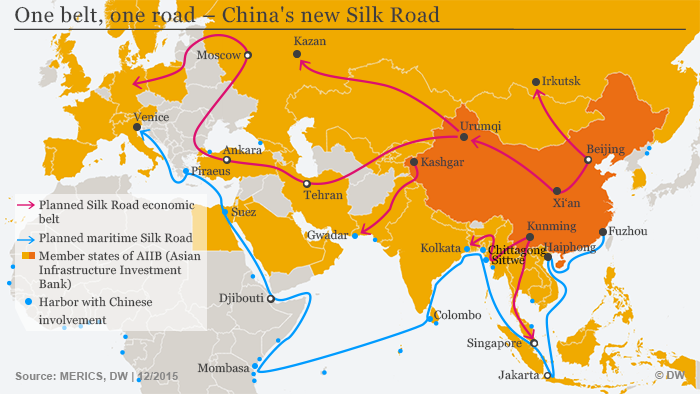Infografik Chinas neue Seidenstraße NEU! ENG