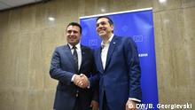 Der mazedonische Ministerpräsident Zoran Zaev mit seinem griechischen Kollegen, Alexis Tsipras in Sofia, EU-West Balkan-Gipfel (17.05.2018)