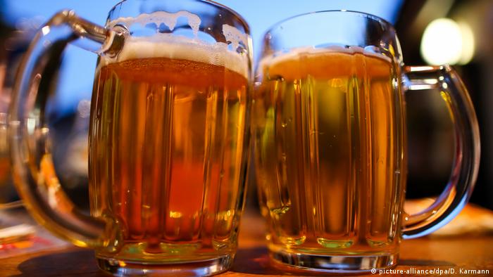 Two large glasses of beer