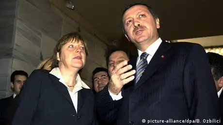 Turkish President Recep Tayyip Erdogan with then-opposition leader Angela Merkel in 2004