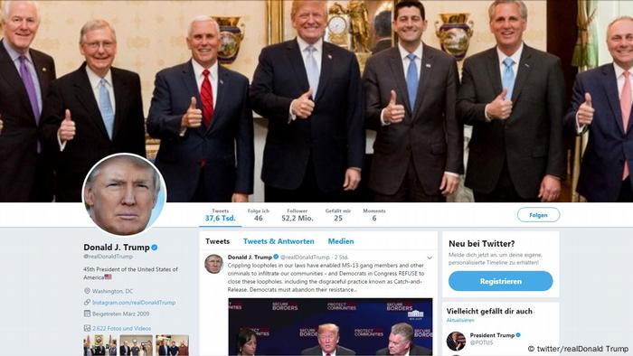 Screenshot | Twitter Account US-Präsident Donald Trump (twitter/realDonald Trump)