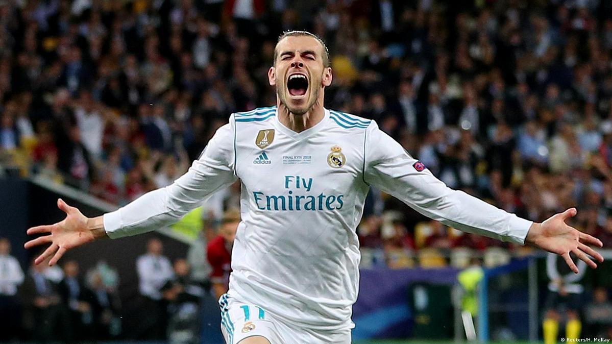 Gareth Bale celebrates after scoring the second in a 2-1 victory