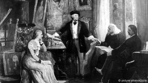 Deutschland | Gemälde Richard Wagner mit Frau Cosima, Franz Liszt und Heinrich von Stein