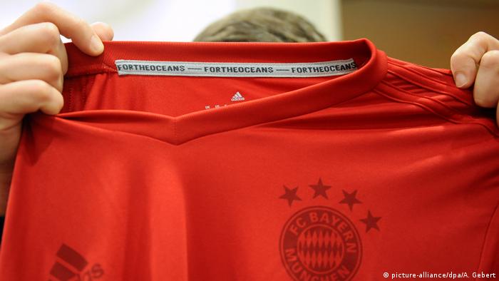 A Bayern Munich top made from recycled plastic waste