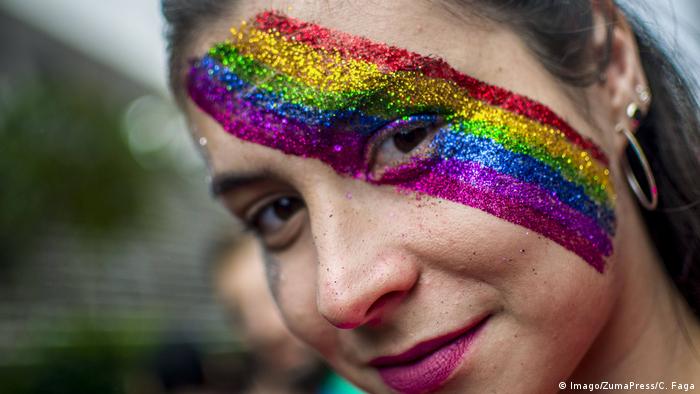 Reveller at LGBT Pride Parade in Sao Paulo