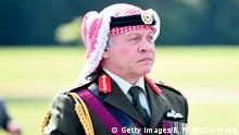 CAMBERLEY, ENGLAND - AUGUST 11: King Abdullah II of Jordan attends the Sovereign's Parade at the Royal Military Academy Sandhurst on August 11, 2017 in Camberley, England. (Photo by Eamonn M. McCormack/Getty Images)