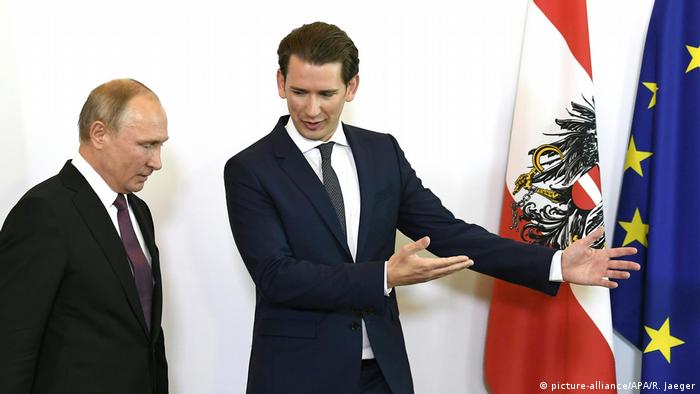 Russian President Vladimir Putin and Austrian Chancellor Sebastian Kurz in Vienna