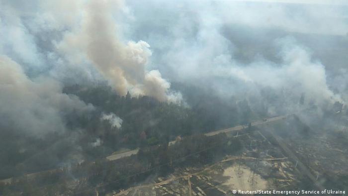 Forest fire in northern Ukraine in 2018