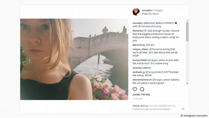 Abogado de Anna Sorokin sospecha que la falsa 'heredera alemana' fue deportada de EE UU 3 Instagram screenshot from Venice features Anna Delvey