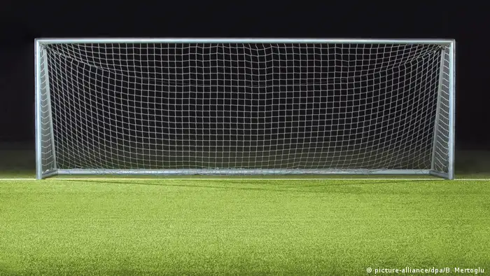 A goal frame sitting on an empty field (picture-alliance/dpa/B. Mertoglu )