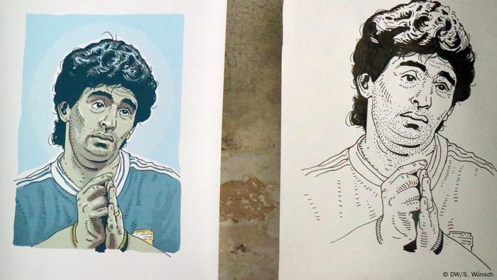 Tschutti Künstler - Diego Maradona, gezeichnet von Ronny Heimann