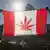Канадский флаг с листком конопли