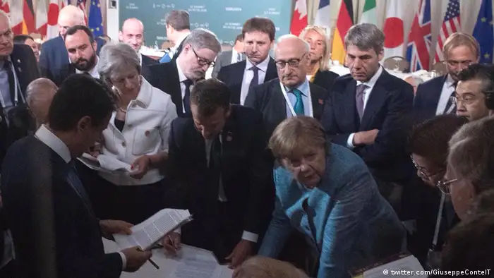 Kanada Staats- und Regierungschefs G7-Staaten diskutieren gemeinsame Erklärung in Charlevoix (twitter.com/GiuseppeConteIT)