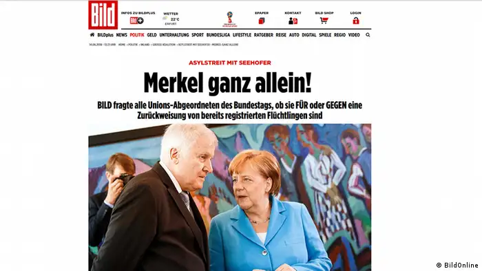 Bildzeitung Bild online BILD Titel Merkel ganz allein! (BildOnline)