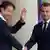 French President Emmanuel Macron welcomes Italian Prime Minister Giuseppe Conte