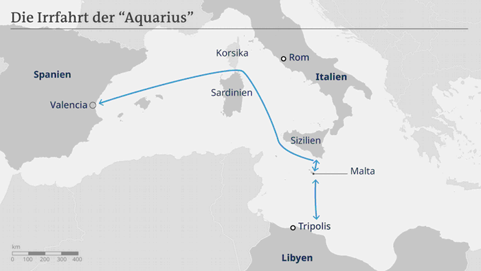 Infografik Karte Die Irrfahrt der Aquarius DE
