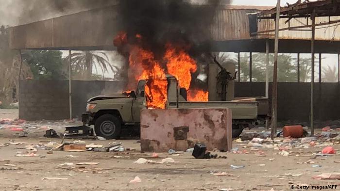 Vehicle on fire near Hodeida airport