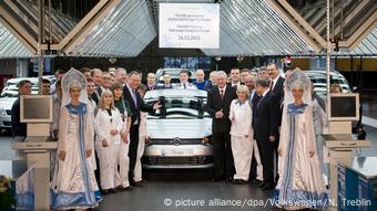 A delegation from Germany celebrates the November 2013 production of 700,000 vehicles at the VW plant in Kaluga