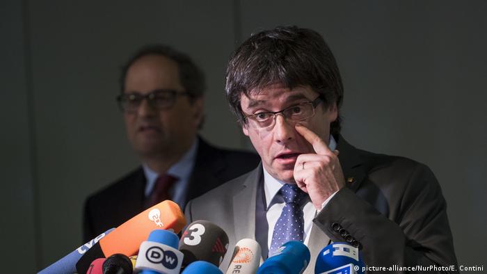 Former Catalan leader Carles Puigdemont during a press conference in Berlin in May, 2018.
