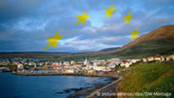 Symbolbild Island mit EU-Sternen Europa EU-Erweiterung Island Foto: picture-alliance/dpa Grafik: DW