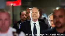 TOPSHOT - Hollywood film producer Harvey Weinstein enters Manhattan criminal court June 5, 2018 in New York. - Weinstein pleaded not guilty to rape and sexual assault charges in New York. Weinstein was charged with rape and another sex crime in New York in late May, nearly eight months after his career imploded in a blaze of accusations of sexual misconduct. (Photo by EDUARDO MUNOZ ALVAREZ / AFP) (Photo credit should read EDUARDO MUNOZ ALVAREZ/AFP/Getty Images)