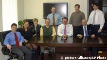 Konstantin Kilimnik, an elusive figure under indictment for alleged witness tampering by Special Counsel Robert Mueller, is seen seated on the far left in a March 2006 photo obtained by The Associated Press as part of a collection of internal corporate memos and business records from the international political consulting offices of Donald Trump’s ex-campaign chairman, Paul Manafort. Mueller has indicated that Kilimnik is in Russia and has ties to Russian intelligence, which Kilimnik disputes. The photograph represents one of the few images known to exist of Kilimnik. Also in the photo, seated from left: Kilimnik, Martha Young, Catherine Barnes, Tad Devine, Paul Manafort, Phillip Griffin; standing from left: Lee Avrashov, an unidentified individual and Christian Ferry. (via AP) |