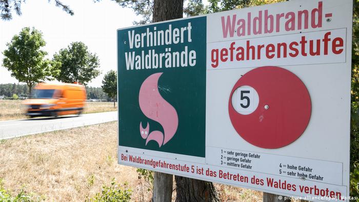 Deutschland Trockenheit | Schild Waldbrandgefahr (picture-alliance/dpa/J. Woitas)
