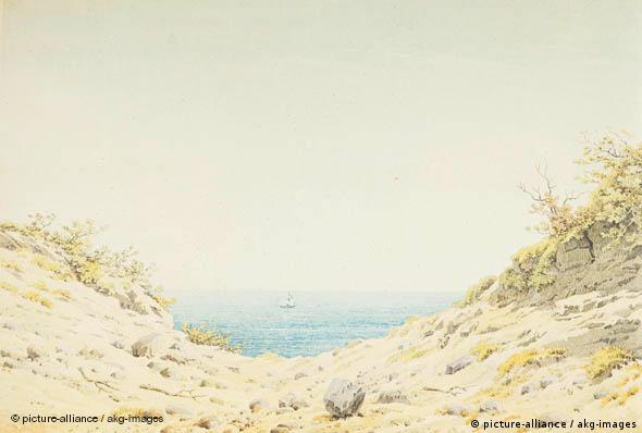 Caspar David Friedrich: 'Blick durch eine Ufersenkung auf das Meer', Aquarell, 1824 (Foto: picture-alliance / akg-images)