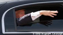  April 27, 2011
DOVER, NH - APRIL 27: Donald Trump waves out the window of his limousine after visiting Newick's Lobster House on April 27, 2011 in Dover, New Hampshire. Trump is testing the waters for a possible run for the Republican Presidential nomination. (Photo by Matthew Cavanaugh/Getty Images)