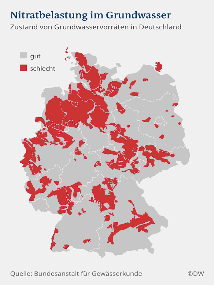 Crveno - zagađene podzemne vode