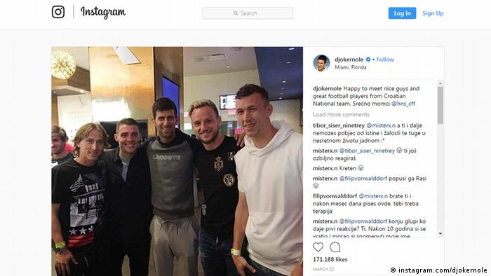 Screenshot Novak Djokovic - mit Fußballnationalmannschaft Kroatien