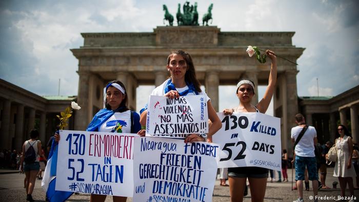 Manifestación en Berlín por Justicia y libertad, promovida por movimiento SOS Nicaragua.