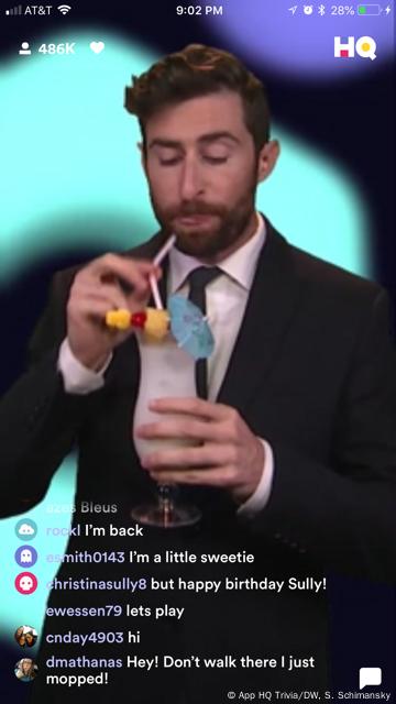 Screenshot der Smartphone App HQ Trivia