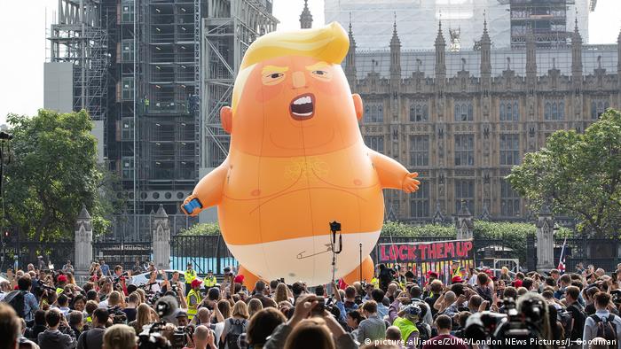 During his first visit to the UK, Trump was met with an inflatable image of himself 