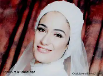 An undated picture made available by the family of Egyptian Marwa al-Sherbiny on 5 July 2009 shows her posing during her wedding in Cairo, Egypt.